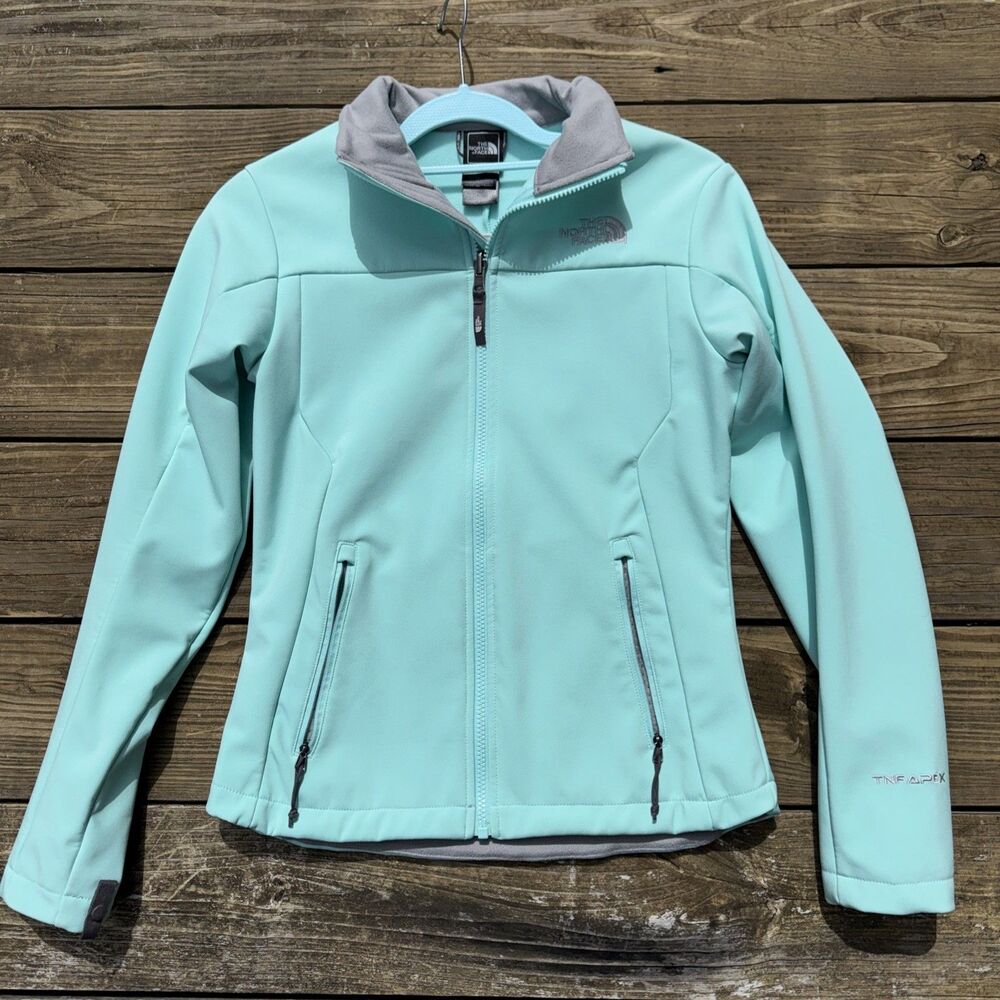 The North Face Women's XS TNF APEX Jacket In Mint Green/Blue